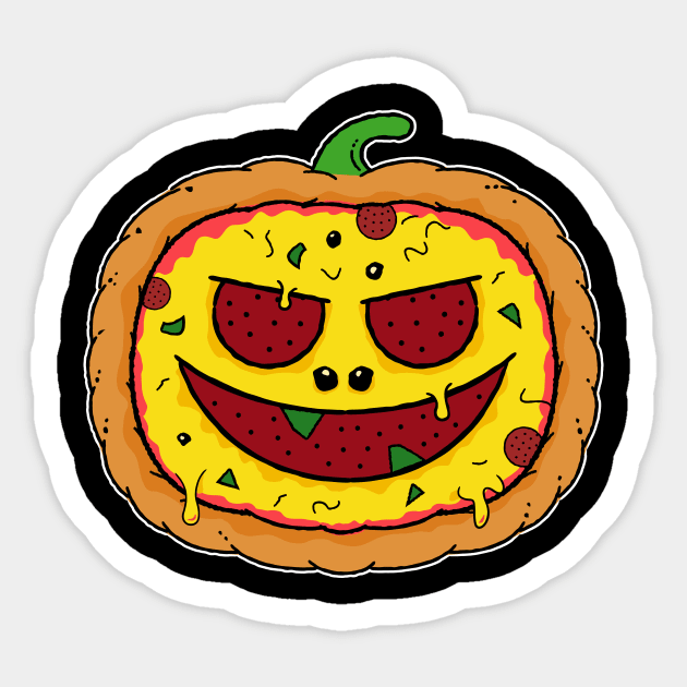 Pizza Halloween - Funny Pumpkin Pizza Face Sticker by propellerhead